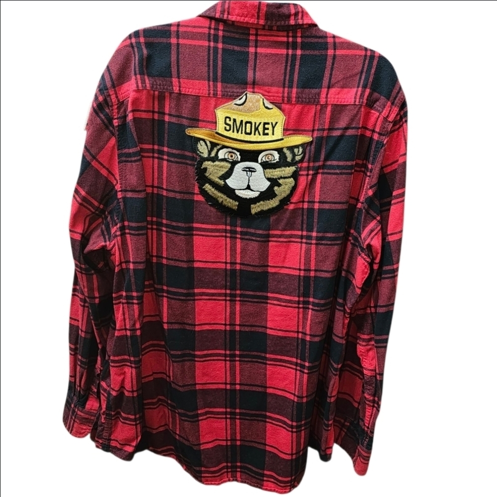 Angry Minnow Smokey Bear Flannel Buffalo Plaid XXL Smoky Vintage 😀